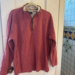 Orvis quarter-zip sweater with leather trim and elbow patches